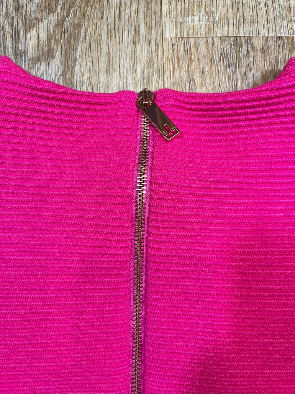 Ted Baker London Hot Pink Ribbed Bodycon Sheath Dress Size 3 US 8 10 Sleeveless - Picture 9 of 14